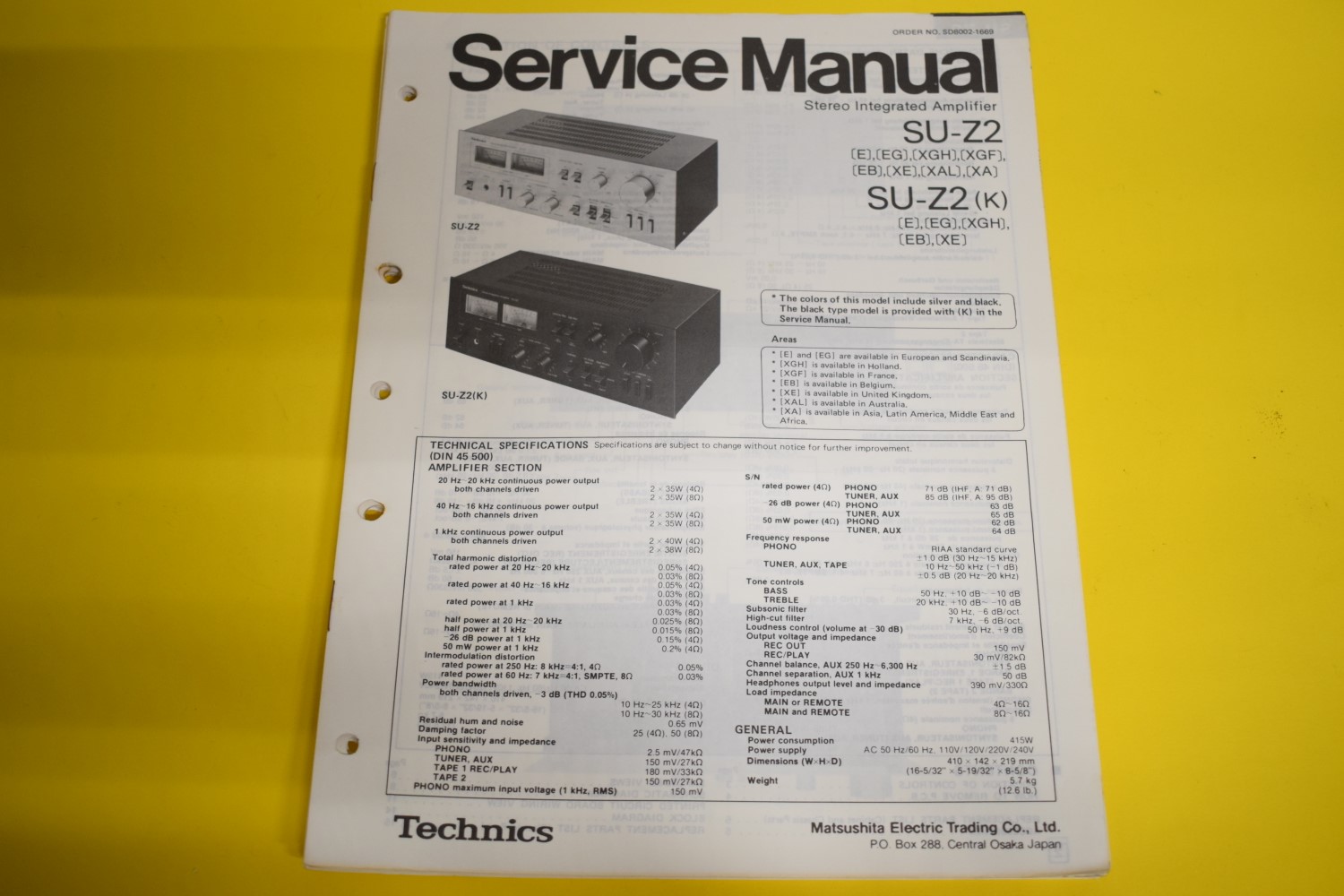 Technics SU-Z2 Amplifier Service Manual  			